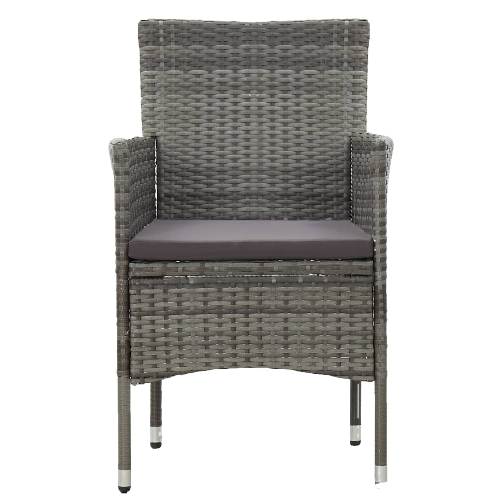 vidaXL Patio Dining Chairs 2 pcs Poly Rattan Gray