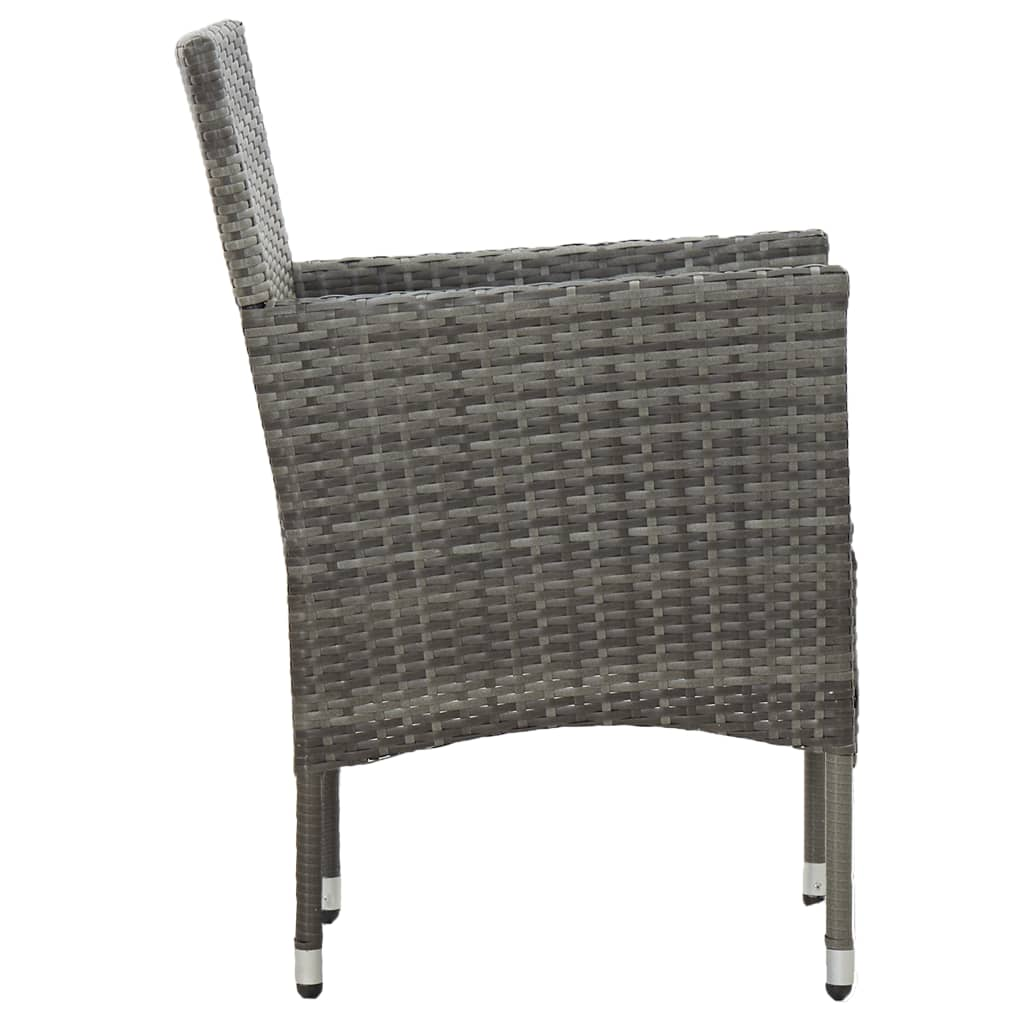 vidaXL Patio Dining Chairs 2 pcs Poly Rattan Gray