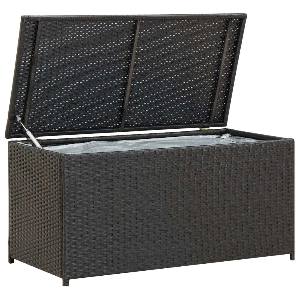 vidaXL Patio Storage Box Poly Rattan 39.3"x19.6"x19.6" Black