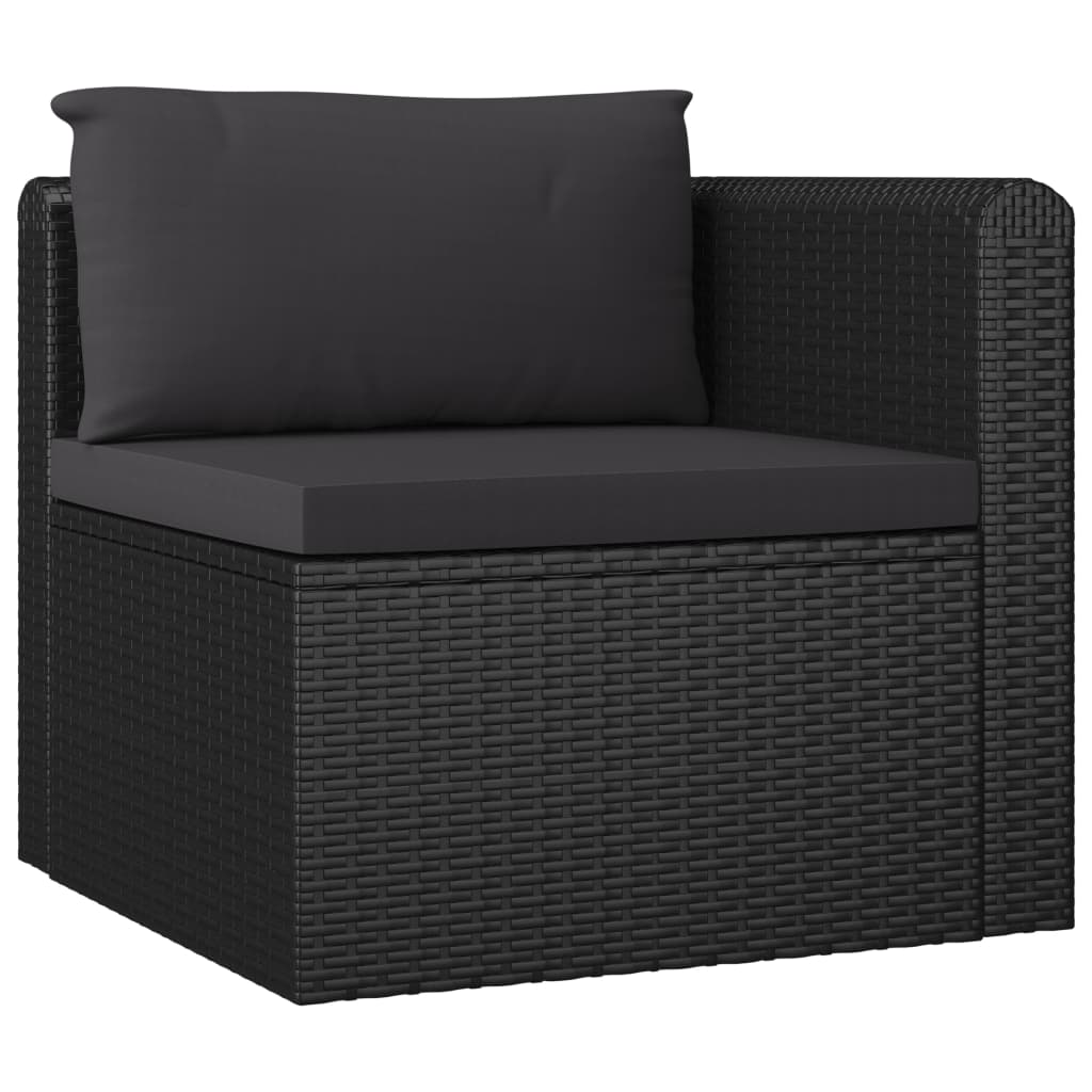 vidaXL 5 Piece Patio Lounge Set with Cushions Poly Rattan Black