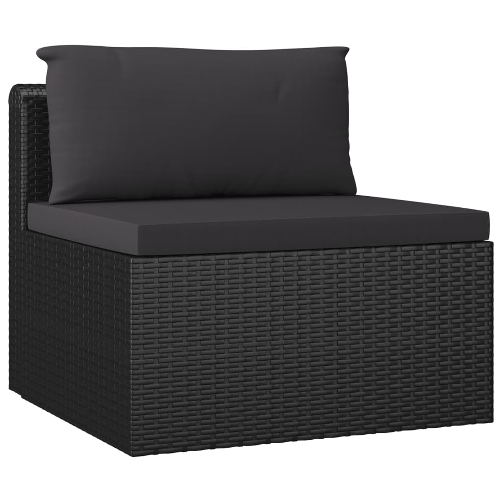 vidaXL 5 Piece Patio Lounge Set with Cushions Poly Rattan Black