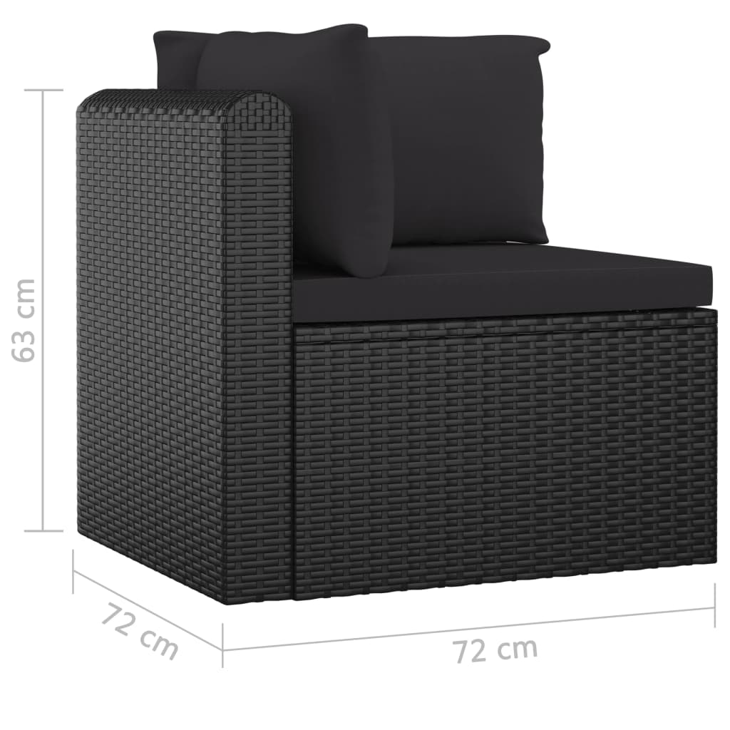 vidaXL 5 Piece Patio Lounge Set with Cushions Poly Rattan Black