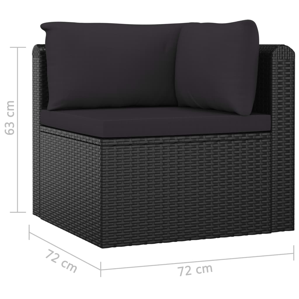 vidaXL 5 Piece Patio Lounge Set with Cushions Poly Rattan Black