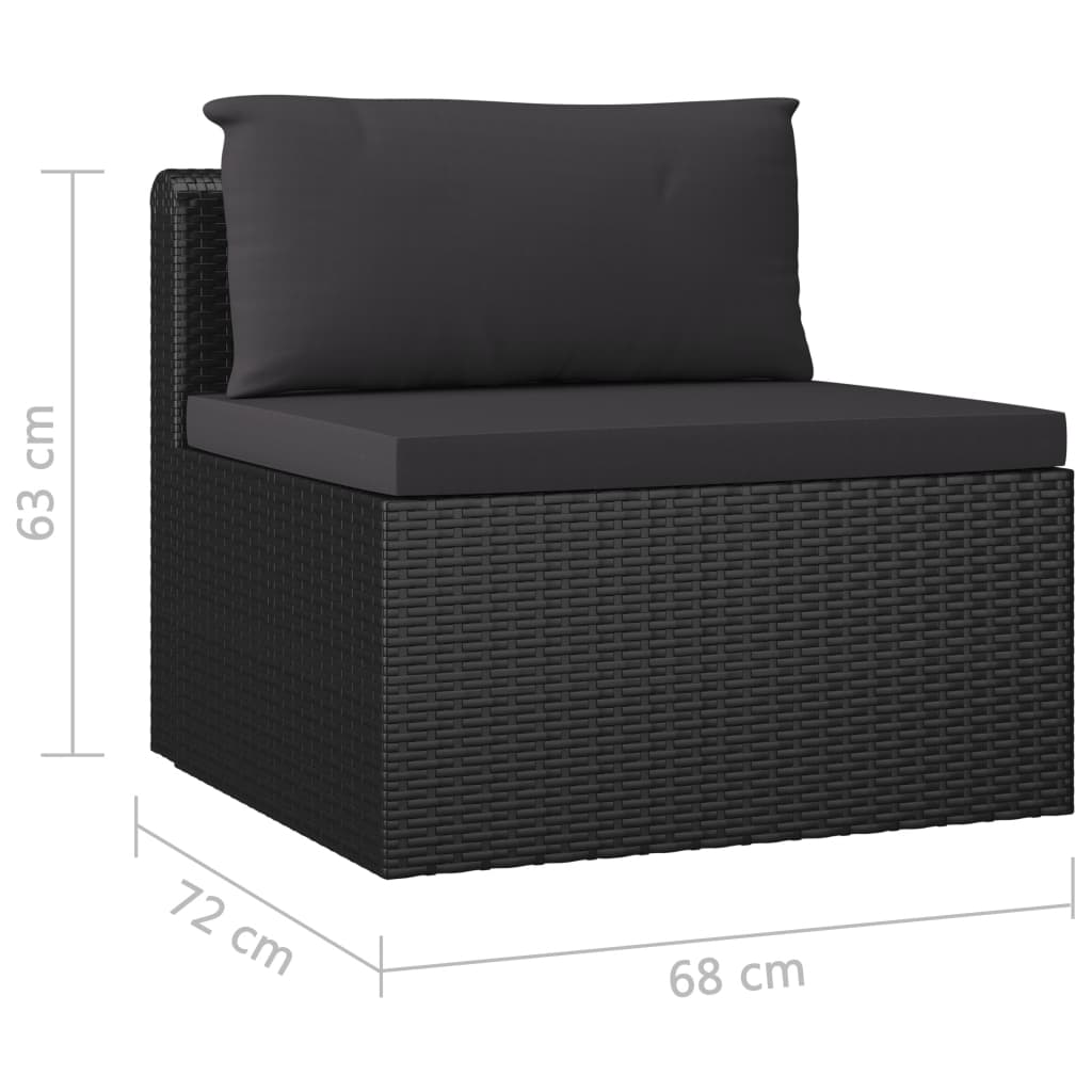 vidaXL 5 Piece Patio Lounge Set with Cushions Poly Rattan Black