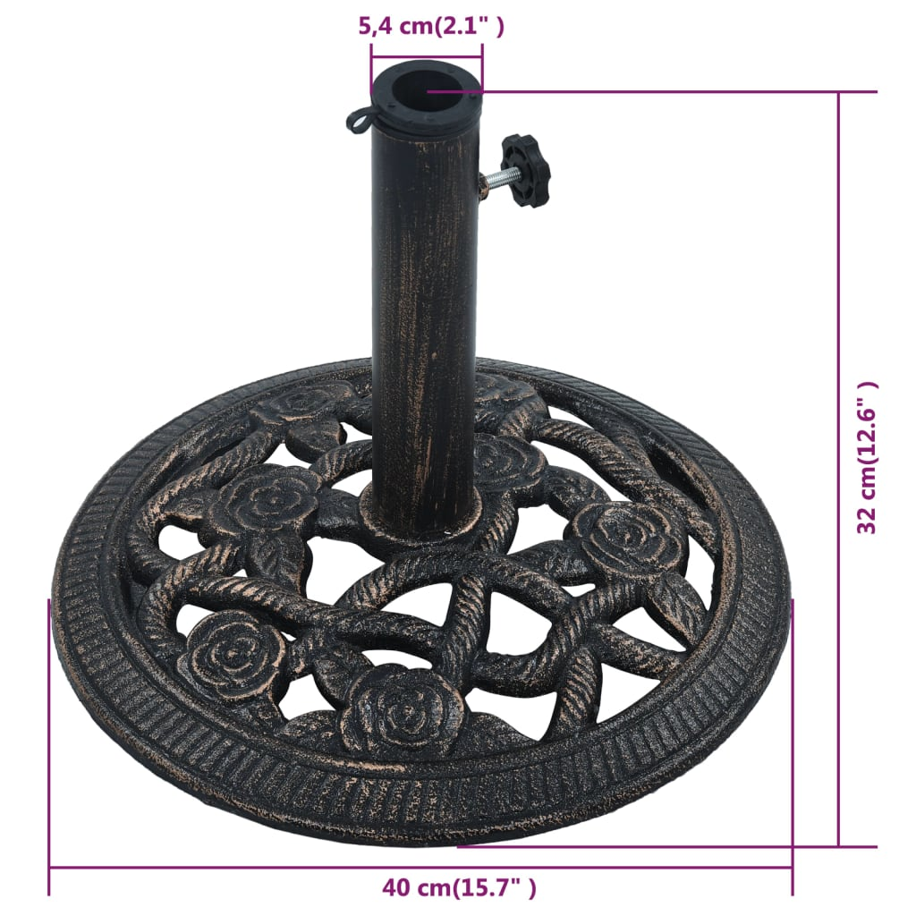 vidaXL Umbrella Base Bronze 19.8 lb 15.7" Cast Iron