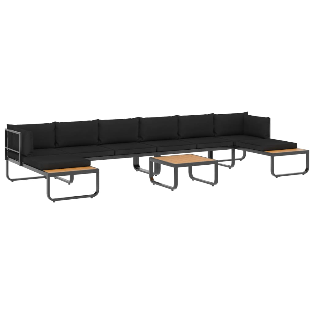 vidaXL 5 Piece Patio Corner Sofa Set with Cushions Aluminum and WPC