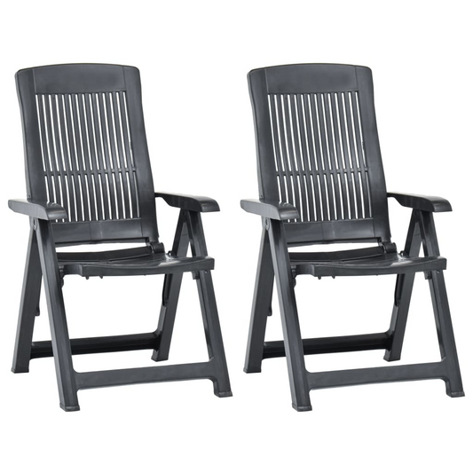 vidaXL Patio Reclining Chairs 2 pcs Plastic Anthracite