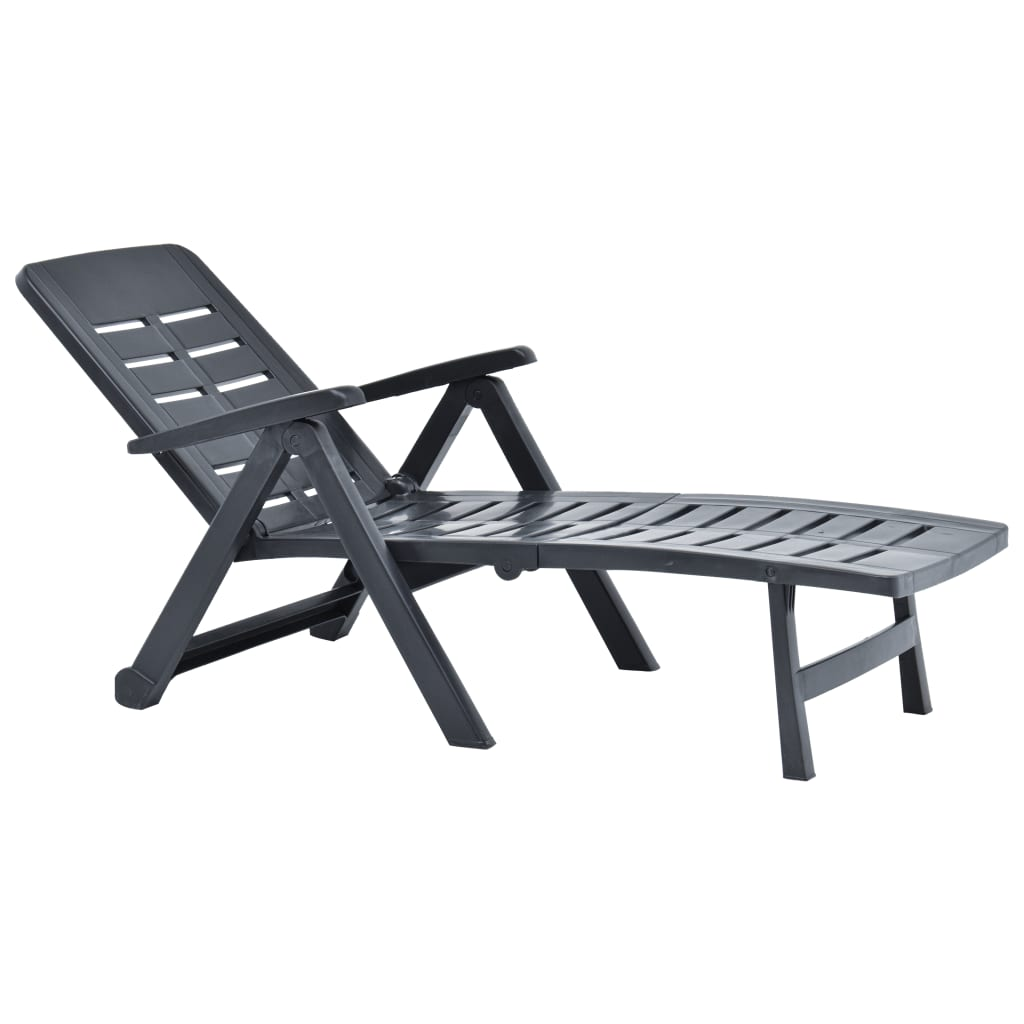 vidaXL Folding Sun Lounger Plastic Anthracite