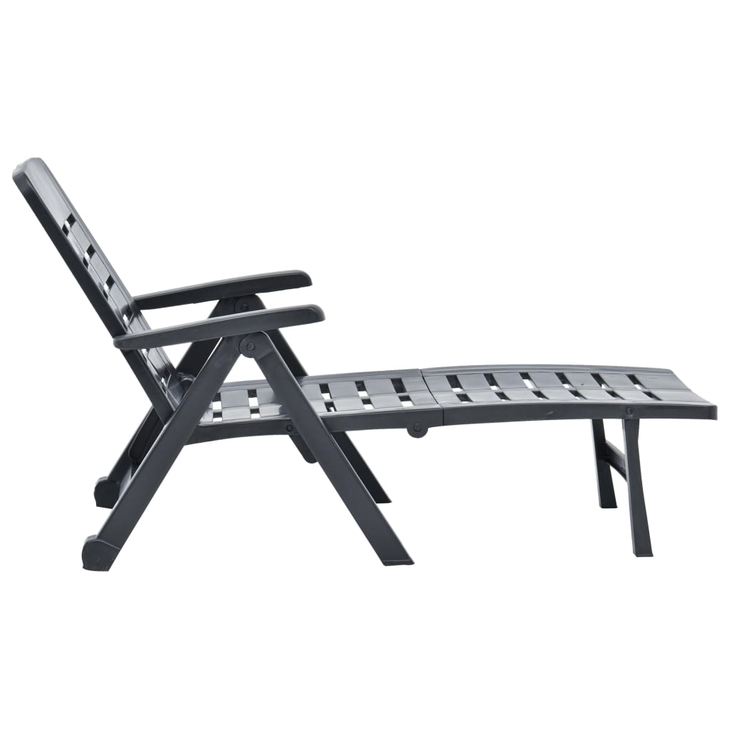 vidaXL Folding Sun Lounger Plastic Anthracite