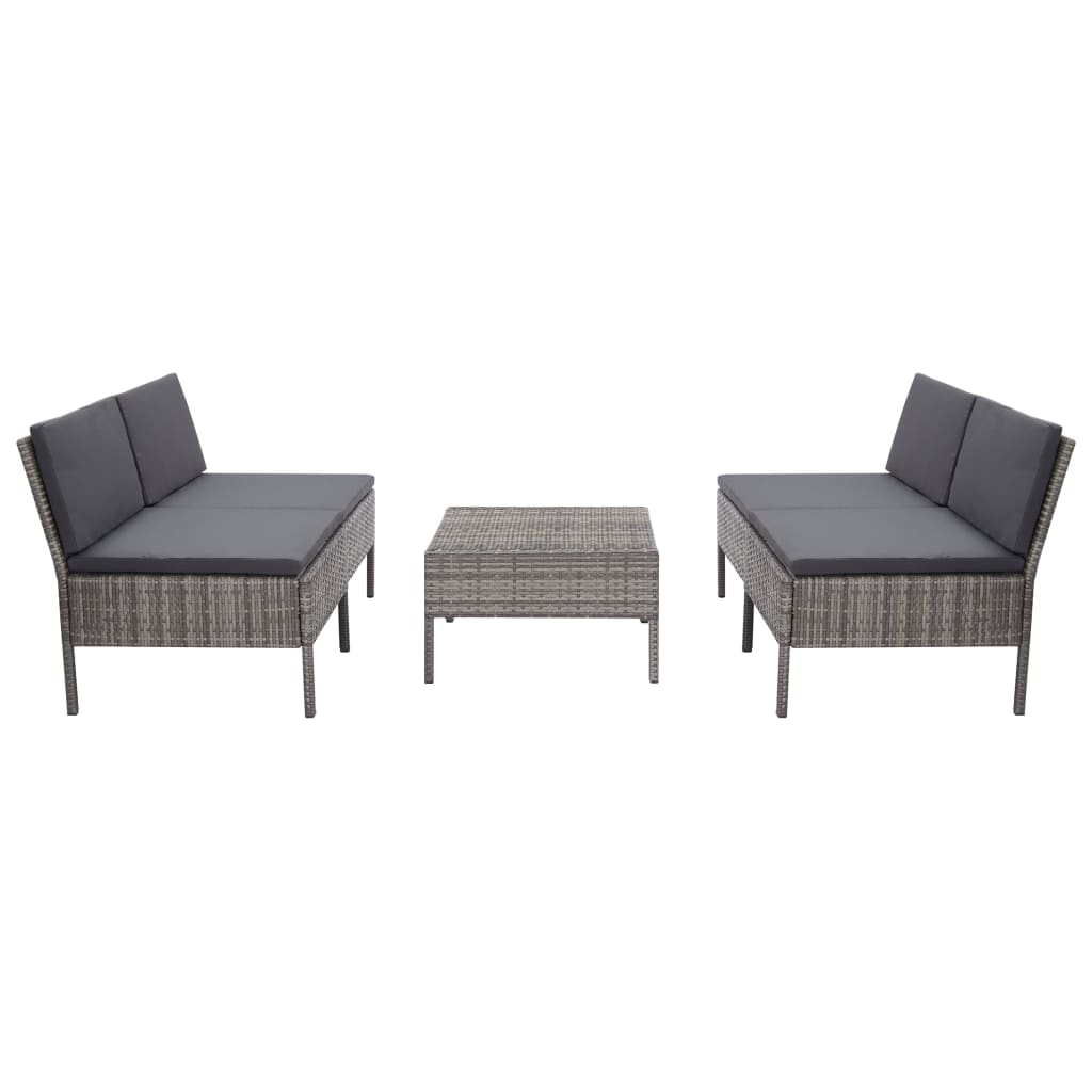 vidaXL 5 Piece Patio Sofa Set with Cushions Poly Rattan Gray