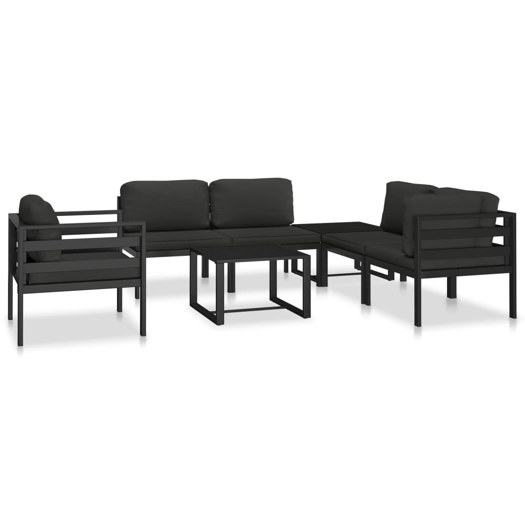 vidaXL Sectional Corner Sofa 1 pc with Cushions Aluminum Anthracite