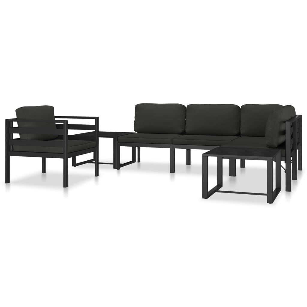 vidaXL Sectional Corner Sofa 1 pc with Cushions Aluminum Anthracite