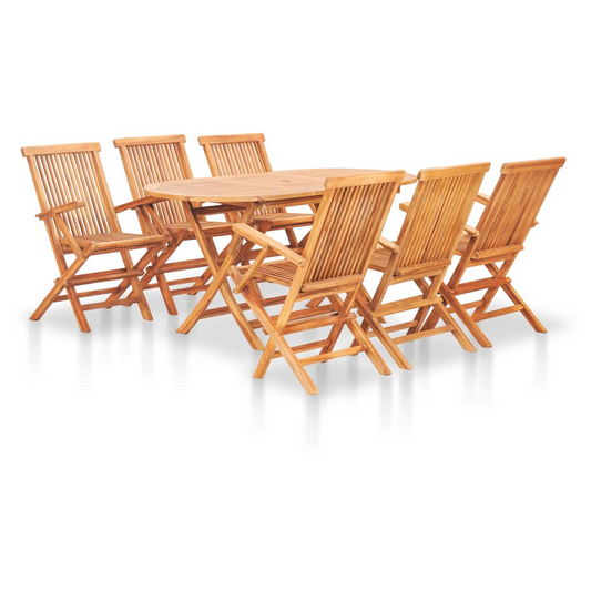 vidaXL 7 Piece Folding Patio Dining Set Solid Teak Wood