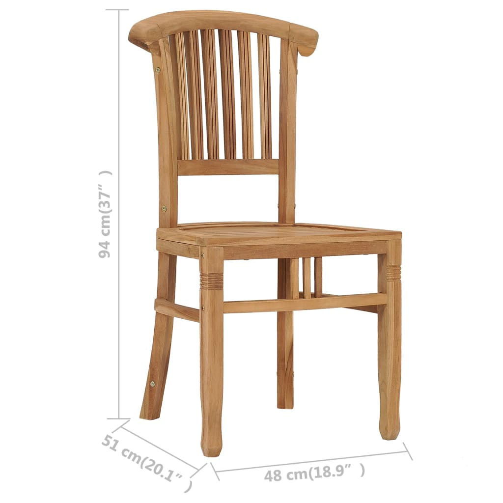 vidaXL Patio Chairs 2 pcs Solid Teak Wood