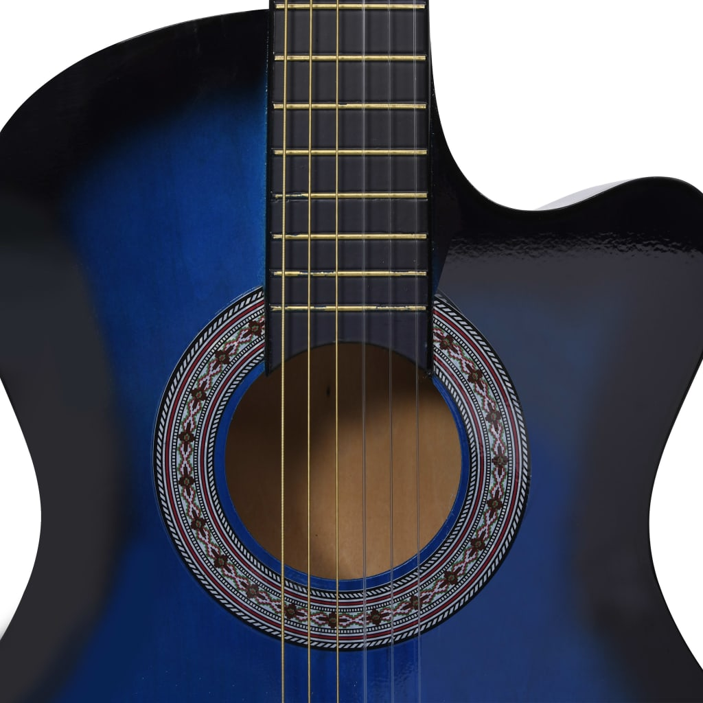 Western Classical Cutaway Guitar with 6 Strings Blue Shaded 38"