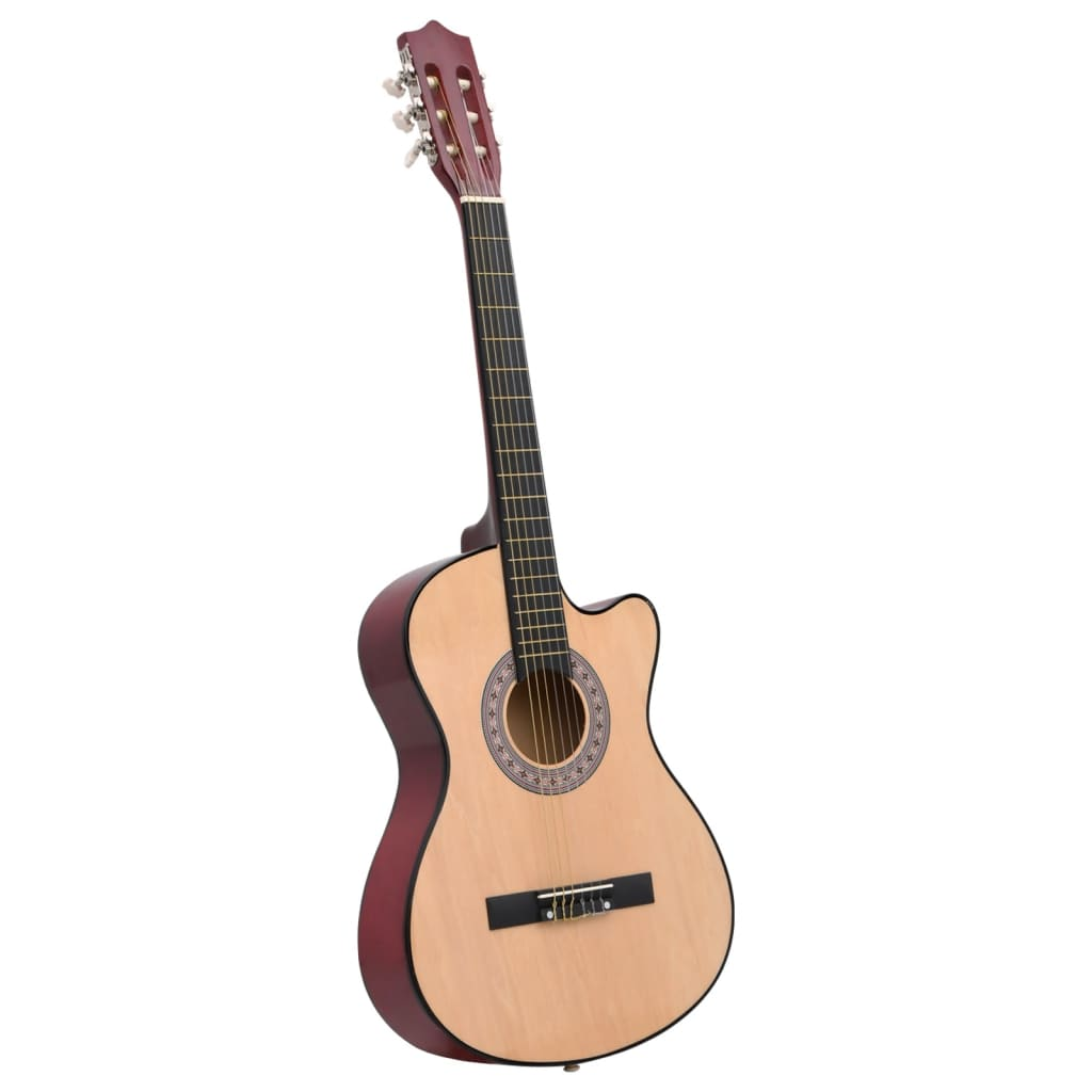 2 Piece Western Acoustic Cutaway Guitar Set with 6 Strings 38"