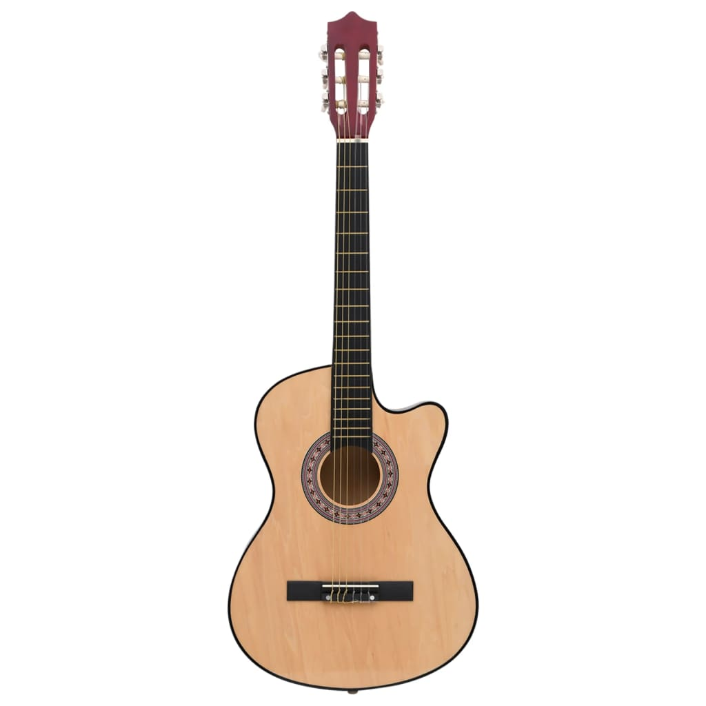 2 Piece Western Acoustic Cutaway Guitar Set with 6 Strings 38"