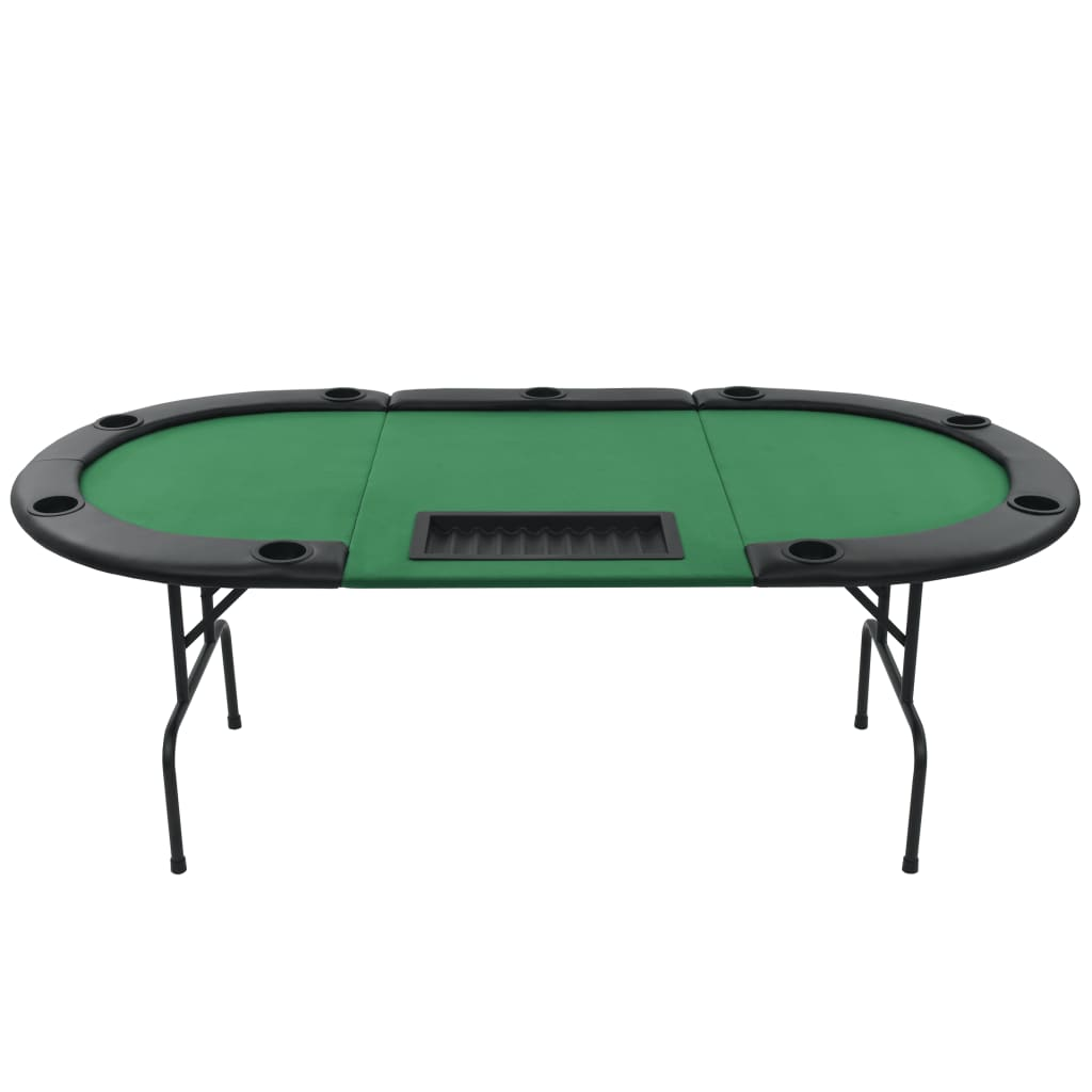 9-Player Folding Poker Table 3 Fold Oval Green