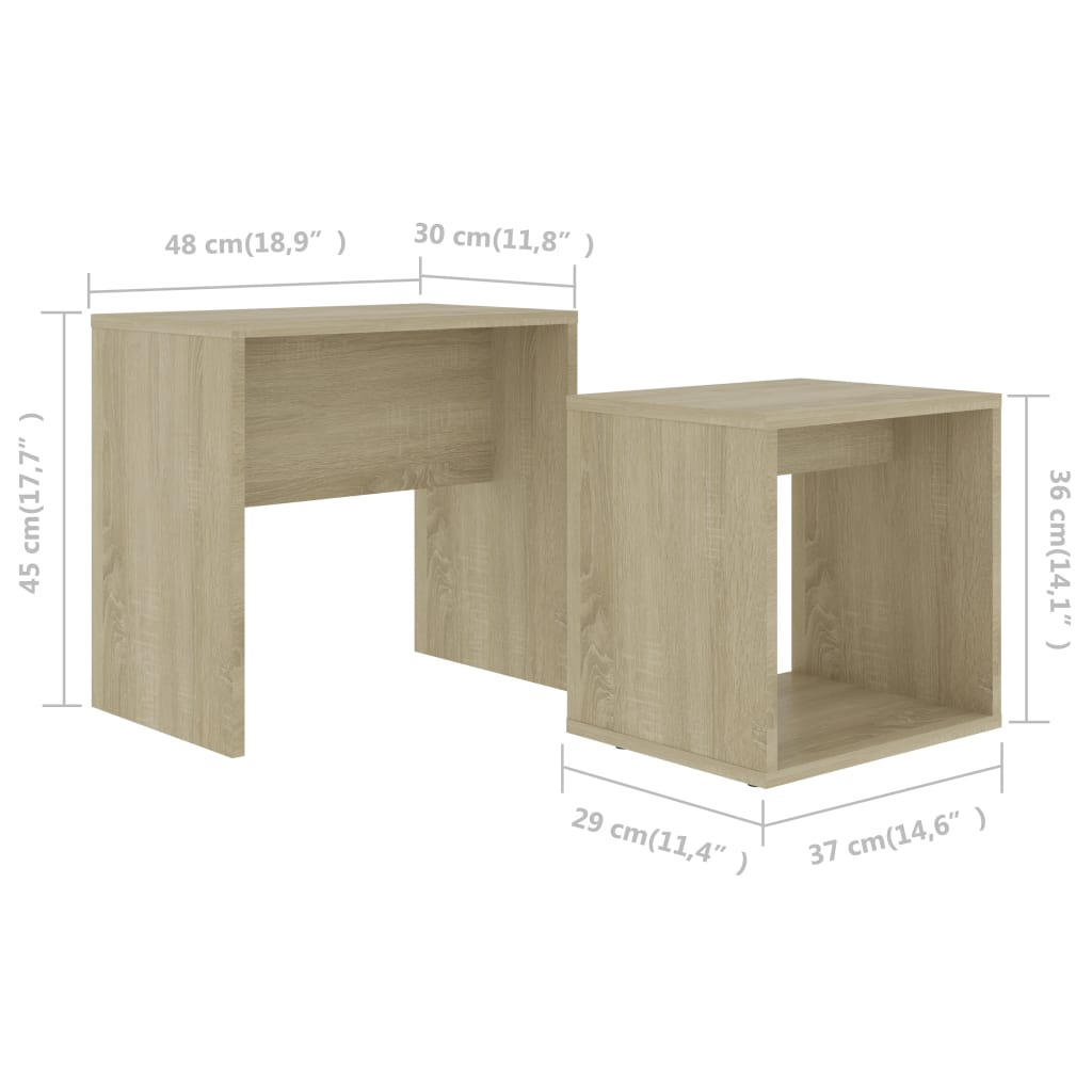 vidaXL Coffee Table Set Sonoma Oak 18.9"x11.8"x17.7" Engineered Wood