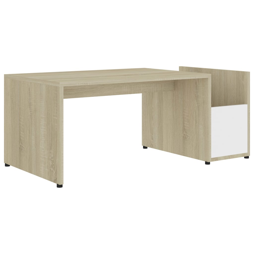 vidaXL Coffee Table White and Sonoma Oak 35.4"x17.7"x13.8" Engineered Wood