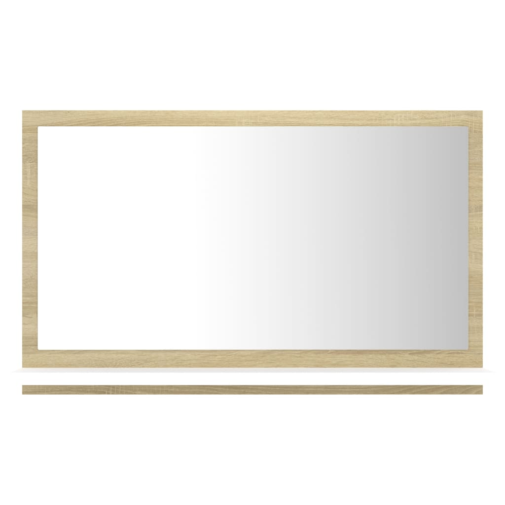 Bathroom Mirror White and Sonoma Oak 23.6"x4.1"x14.6" Engineered Wood