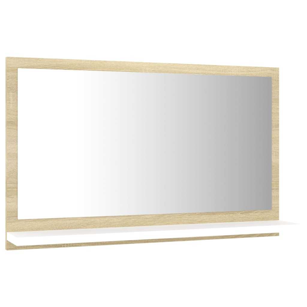 Bathroom Mirror White and Sonoma Oak 23.6"x4.1"x14.6" Engineered Wood