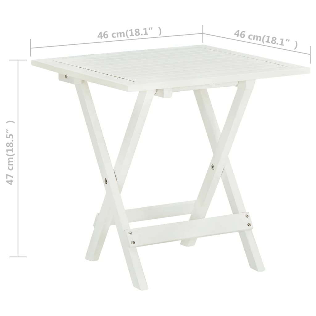 vidaXL Bistro Table White 18.1"x18.1"x18.5" Solid Acacia Wood