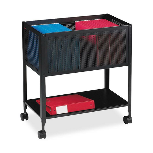 Lorell Mesh Rolling File - 4 Casters - Steel - x 13.3" Width x 24.2" Depth x 27.7" Height - Black - 1 Each