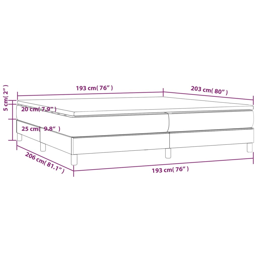 vidaXL Box Spring Bed with Mattress Dark Gray 76"x79.9" King Fabric