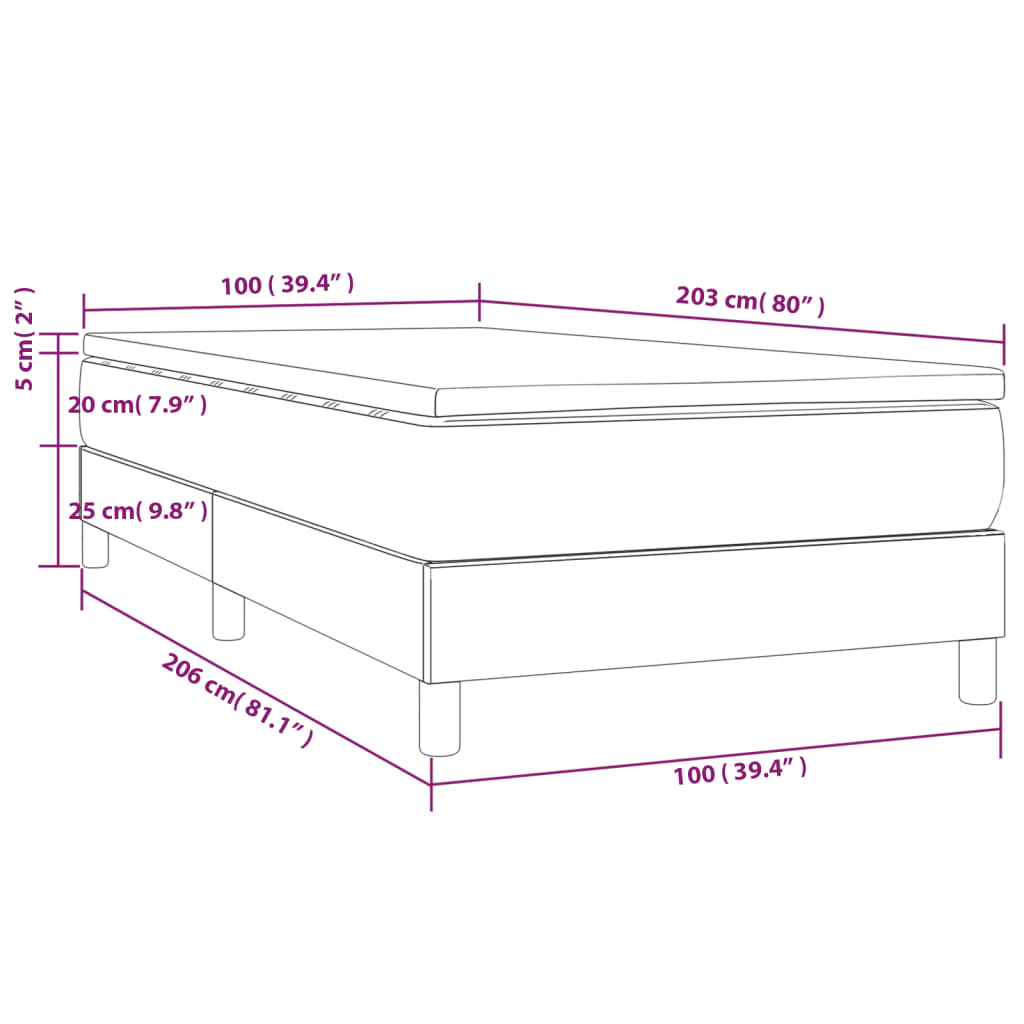 vidaXL Box Spring Bed with Mattress Light Gray 39.4"x79.9" Twin XL Fabric