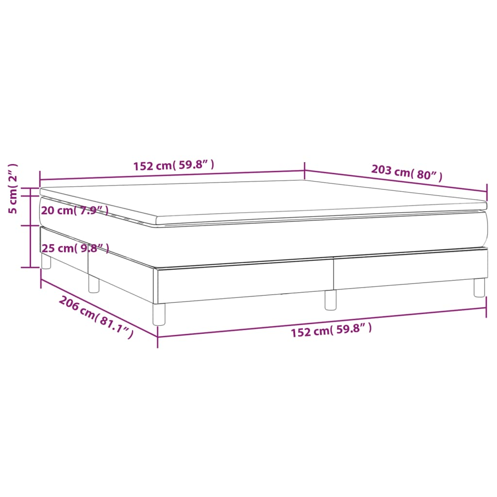 vidaXL Box Spring Bed with Mattress Light Gray 59.8"x79.9" Queen Fabric