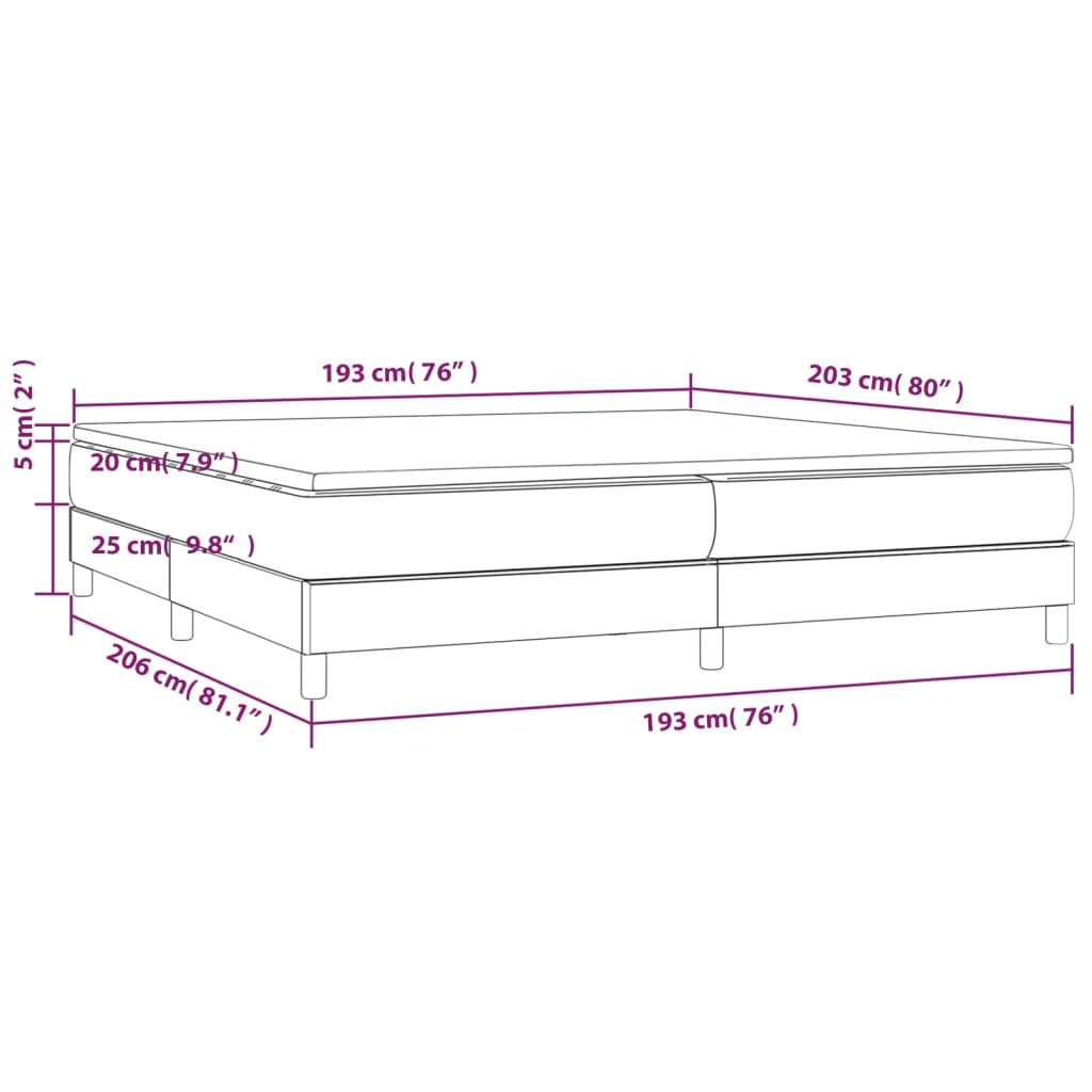 vidaXL Box Spring Bed with Mattress Light Gray 76"x79.9" King Fabric