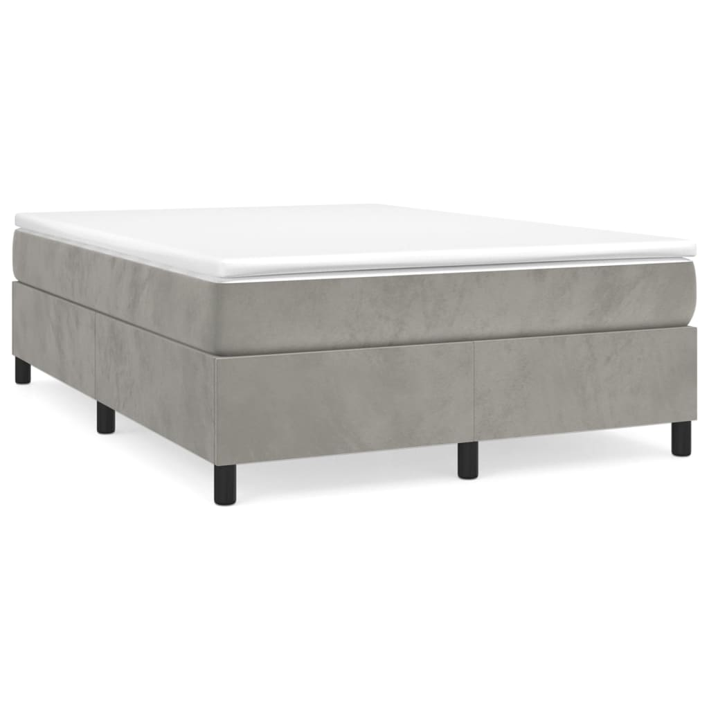 vidaXL Box Spring Bed with Mattress Light Gray 53.9"x74.8" Full Velvet