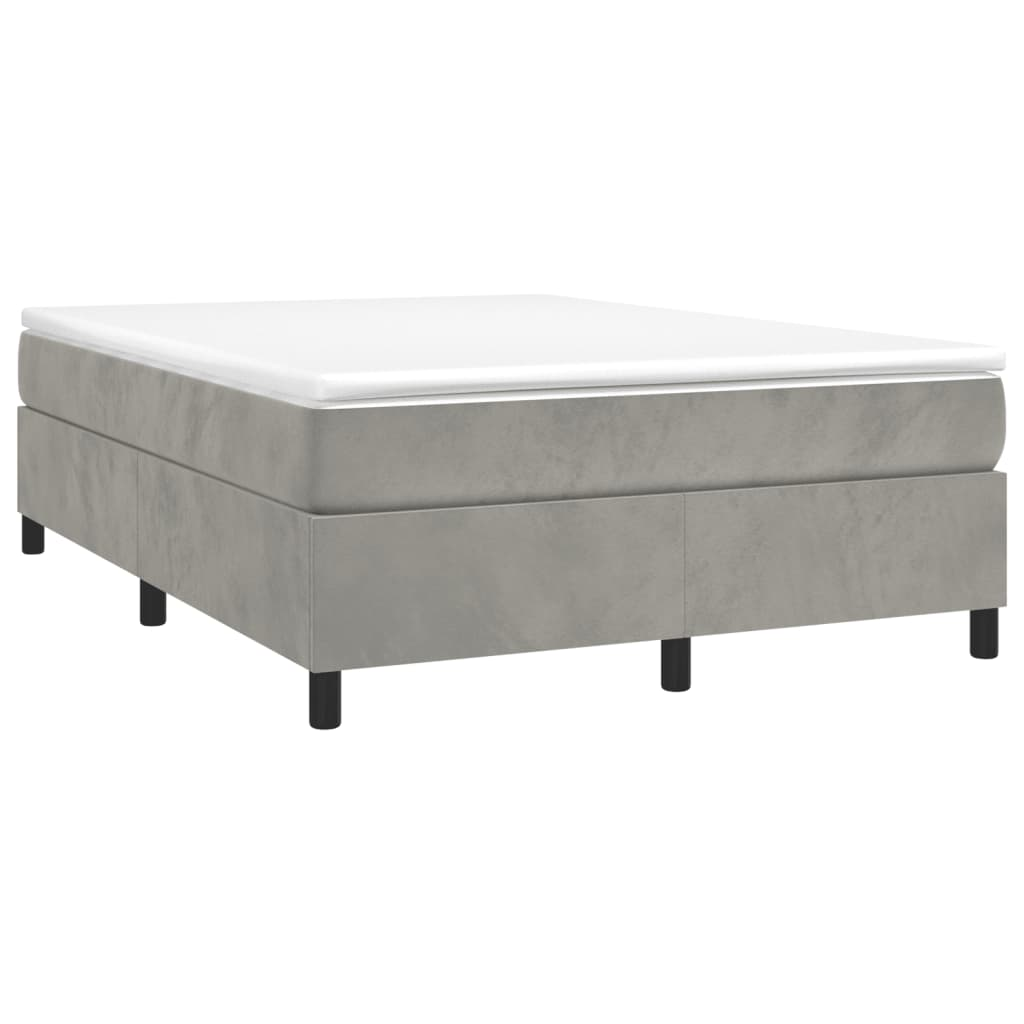 vidaXL Box Spring Bed with Mattress Light Gray 53.9"x74.8" Full Velvet