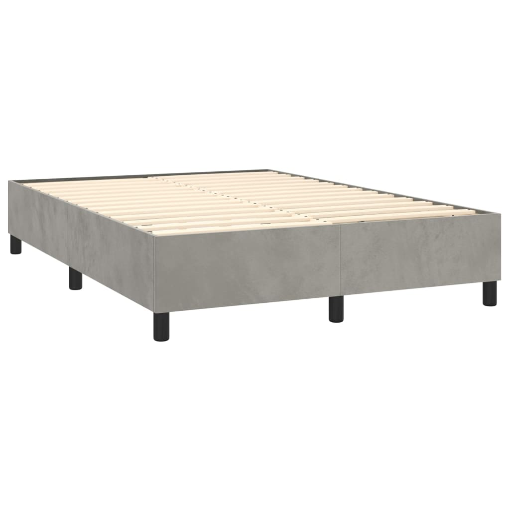 vidaXL Box Spring Bed with Mattress Light Gray 53.9"x74.8" Full Velvet