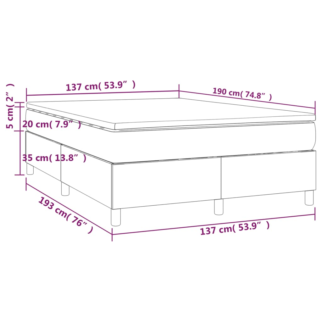 vidaXL Box Spring Bed with Mattress Light Gray 53.9"x74.8" Full Velvet