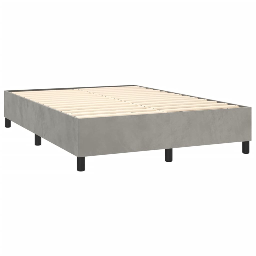 vidaXL Box Spring Bed with Mattress Light Gray 59.8"x79.9" Queen Velvet