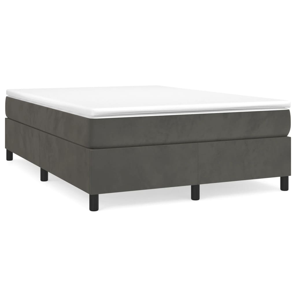 vidaXL Box Spring Bed with Mattress Dark Gray 59.8"x79.9" Queen Velvet