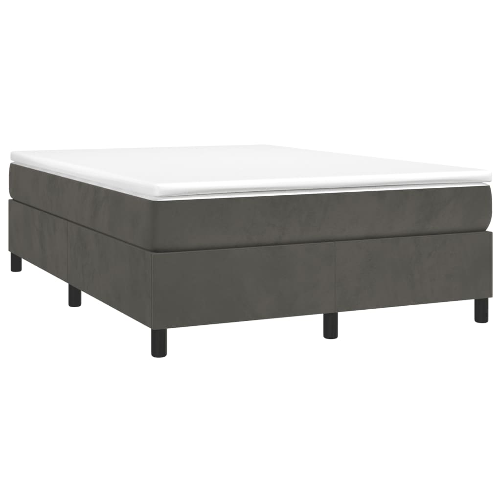 vidaXL Box Spring Bed with Mattress Dark Gray 59.8"x79.9" Queen Velvet