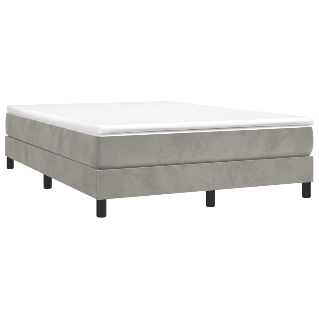 vidaXL Box Spring Bed with Mattress Light Gray 59.8"x79.9" Queen Velvet