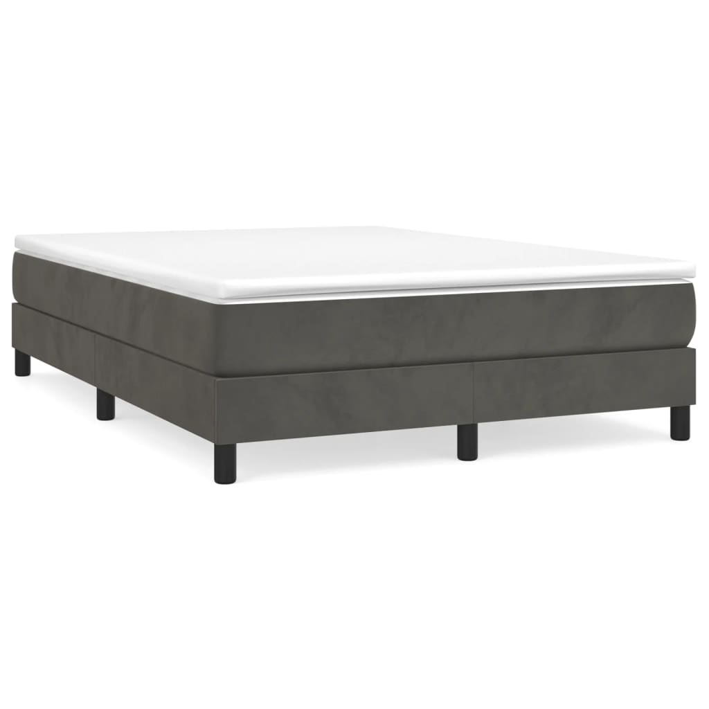 vidaXL Box Spring Bed with Mattress Dark Gray 59.8"x79.9" Queen Velvet