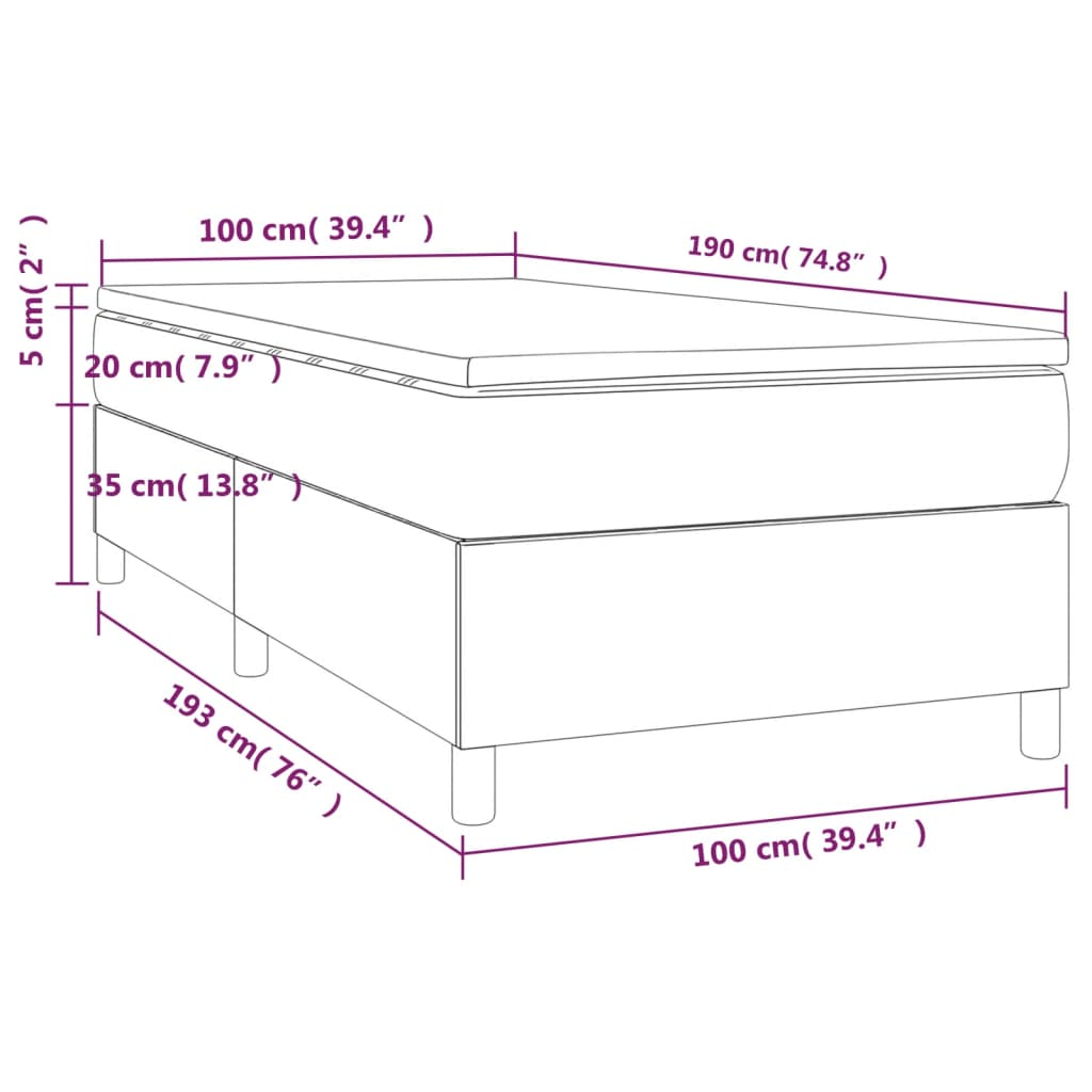 vidaXL Box Spring Bed with Mattress Black 39.4"x74.8" Twin Faux Leather