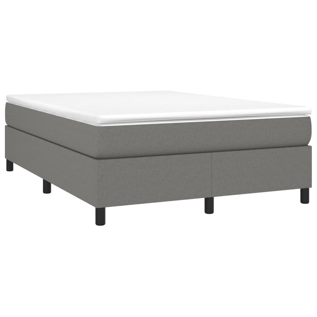 vidaXL Box Spring Bed with Mattress Dark Gray 53.9"x74.8" Full Fabric