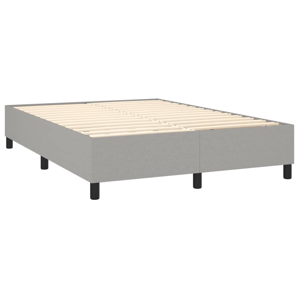 vidaXL Box Spring Bed with Mattress Light Gray 59.8"x79.9" Queen Fabric