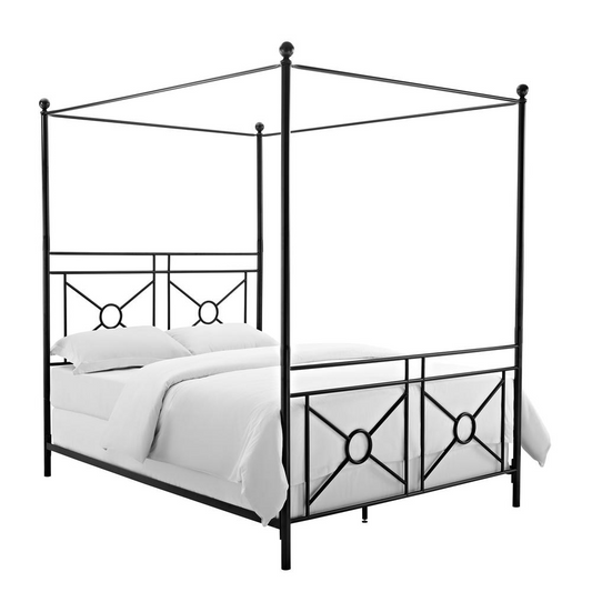 Montgomery Queen Canopy Bed Black - Headboard, Footboard, Finials, Rails, Canopy