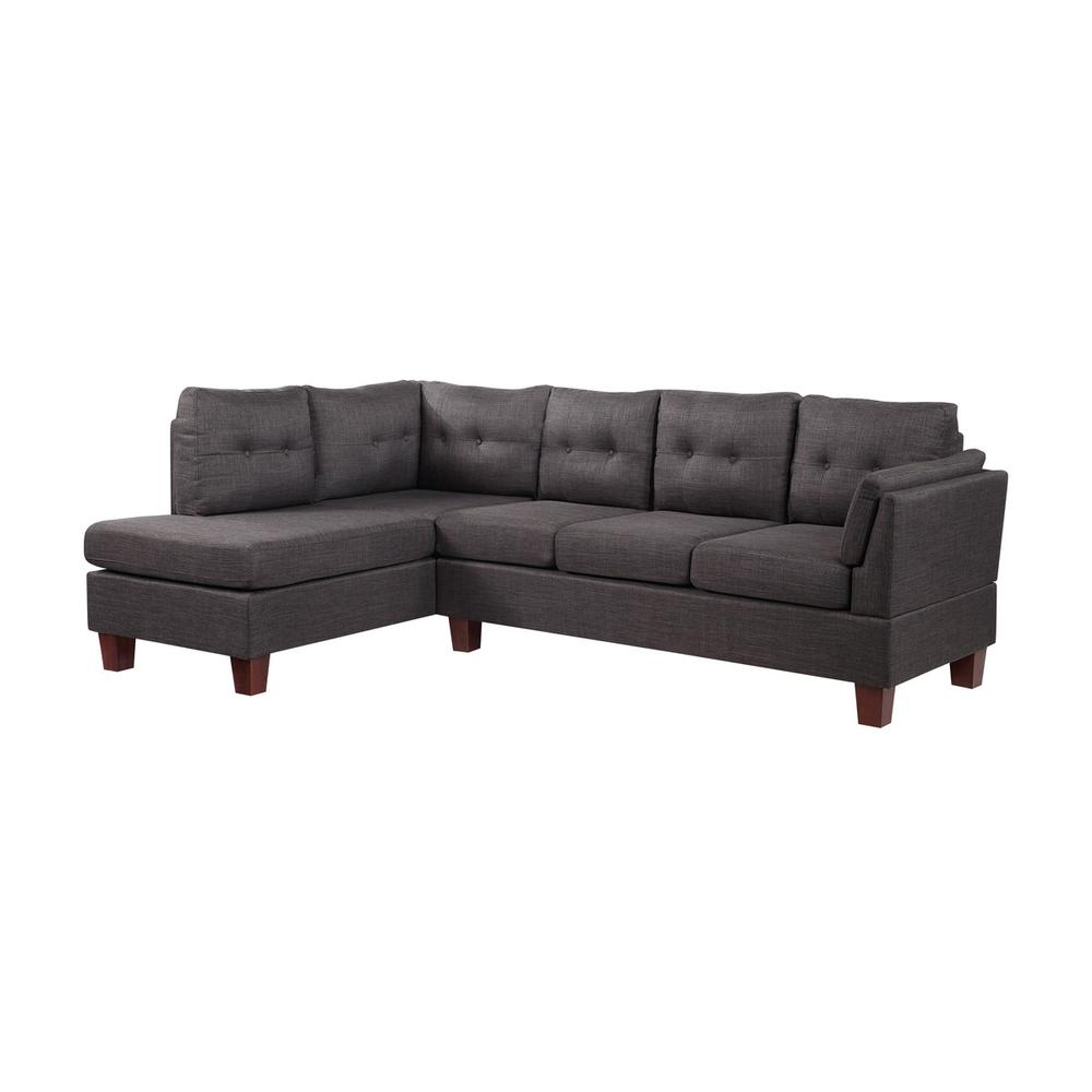 Dalia Dark Gray Linen Modern Sectional Sofa with Left Facing Chaise