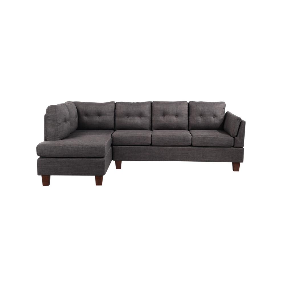 Dalia Dark Gray Linen Modern Sectional Sofa with Left Facing Chaise