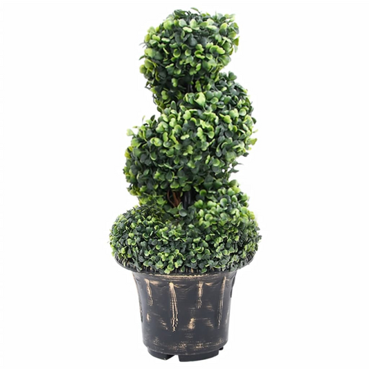 vidaXL Artificial Boxwood Spiral Plant with Pot Green 23.2"