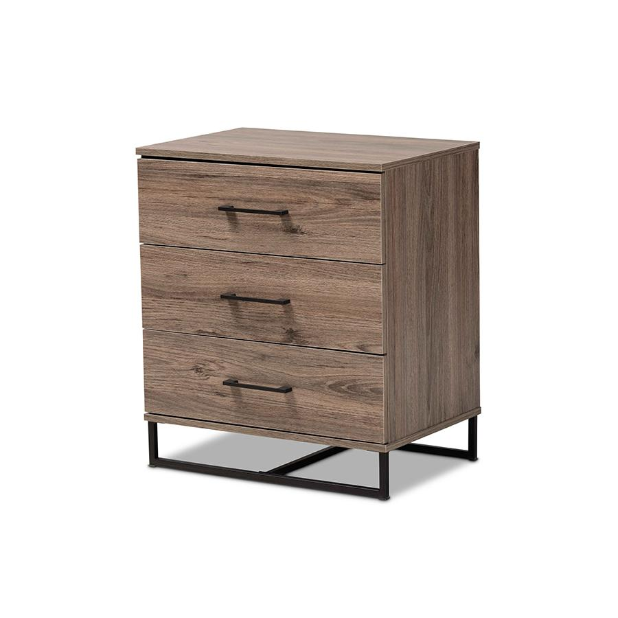 Daxton Modern and Contemporary Rustic Oak Finished Wood 3-Drawer Storage Chest