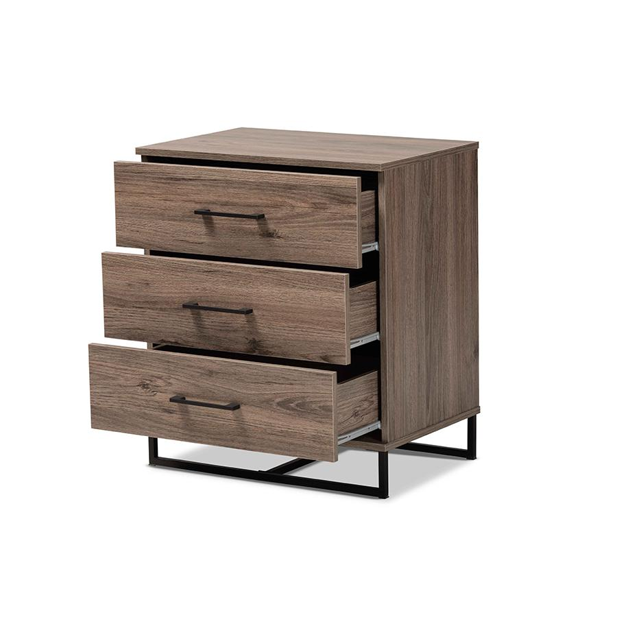 Daxton Modern and Contemporary Rustic Oak Finished Wood 3-Drawer Storage Chest